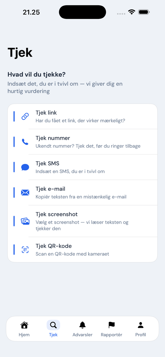 Tjekly tjek-skærm